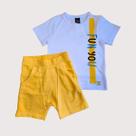 Conjunto Menino em Meia Malha e Short em Moletinho - Branco e Laranja
