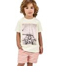 Conjunto Menino Glinny Camiseta Algodão Bermuda Sarja Eco Listrada