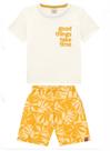 Conjunto Menino Good Things Take Time Em Algodão - Carinhoso Amarelo 6