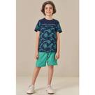 Conjunto Menino Infantil Camiseta Meia Malha e Bermuda Nylon Tecnospan com Elastano- LucBoo