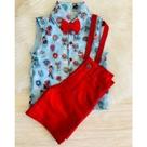 Conjunto Menino Infantil Luxo Patrulha Canina Camisa Regata + Bermuda Vermelha