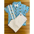 Conjunto Menino Infantil Luxo Temático Chuva de Amor +Bermuda BR