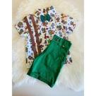 Conjunto Menino Infantil Temático Luxo Patati Patatá +Bermuda Verde