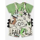 Conjunto Menino Jardineira Moletom/Body Malha Verde Up Baby