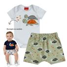 Conjunto Menino Kyly Body em Cotton Branco com Estampa de Ta