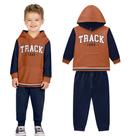 Conjunto Menino Kyly em Moletom Peluciado Bike cor Marrom/Marinho Tamanho:8