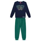 Conjunto Menino Kyly em Moletom Peluciado Estampa Boné Marinho/Verde Tamanho:10