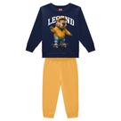 Conjunto Menino Kyly em Moletom Peluciado Estampa Capivara Marinho/Amarelo Tamanho:3