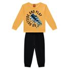 Conjunto Menino Kyly em Moletom Peluciado Estampa Futebol Amarelo/Preto Tamanho:3