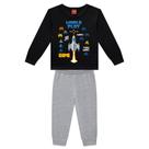 Conjunto Menino Kyly em Moletom Peluciado Estampa Game Preto/Cinza Tamanho:4