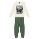 Conjunto Menino Kyly em Moletom Peluciado Jeep Off/Verde Tamanho:4