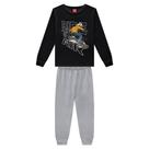 Conjunto Menino Kyly em Moletom Peluciado Snowboard Preto/Cinza Tamanho:12