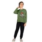 Conjunto Menino Kyly em Moletom Peluciado Snowboard Verde/Preto Tamanho:8