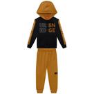 Conjunto Menino Kyly Jaqueta c/Capuz e Calça em Moletom Peluciado Preto/Amarelo Tamanho:14