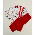 Conjunto Menino Luxo Temático Circo +Calça Vermelha + Gravata