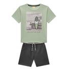Conjunto Menino Milon Camiseta Cotton Tropical e Bermuda Moletinho Verde/Chumbo Conjunto Menino Milon Camiseta Cotton Tropical e Bermuda Moletinho Verde/Chumbo