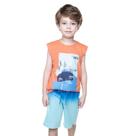 Conjunto Menino Regata Laranja e Bermuda Degradê Azul Wave Conjunto Menino Regata Laranja e Bermuda Degradê Azul Wave
