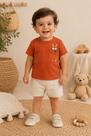 Conjunto menino Rei rex tigre camiseta e bermuda laranja