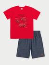 Conjunto Menino Robôs Dinossauros Vermelho Abrange