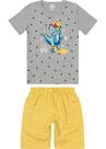 Conjunto Menino Verão Infantil Camiseta e Bermuda Dino em Malha e Botone Malwee Kids