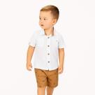 Conjunto Meninos Camisa Branca Tricoline e Bermuda Sarja Caramelo Milon