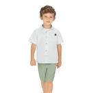 Conjunto Meninos Camisa Tecido Maquinetado Branca e Bermuda Sarja Verde Milon