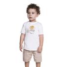 Conjunto Meninos Camiseta Off-White Bicho Preguiça e Bermuda Sarja Have Fun Tamanho:2 anos