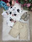 Conjunto Meninos Lucas Banana Club - Shorts de Linho e Camisa Off Florida