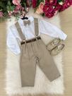 Conjunto Meninos Miss Cherry Leo Suspensorio Bege - Camisa e Calça Conjunto Meninos Miss Cherry Leo Suspensorio Bege - Camisa e Calça