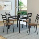 Conjunto Mesa 107x73cm Malva com 4 Cadeiras New Preto/Rattan