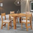 Conjunto Mesa 110cm e 4 Cadeiras Linho Compact Viero