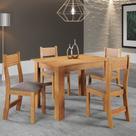 Conjunto Mesa 110cm e 4 Cadeiras Linho Compact Viero