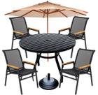 Conjunto Mesa 1,20m Cadeira Piscina Jardim + Guarda Sol Resistente Maresia
