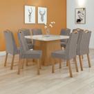Conjunto Mesa 130cm Nevada com Vidro Plus com 8 Cadeiras Venus Bege Amêndoa Clean/Off White/Cinza Conjunto Mesa 130cm Nevada com Vidro Plus com 8 Cadeiras Venus Bege Amêndoa Clean/Off White/Cinza