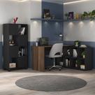 Conjunto Mesa 1400 Nero e Armário Wally cor Ipê com Preto Conjunto Mesa 1400 Nero e Armário Wally cor Ipê com Preto