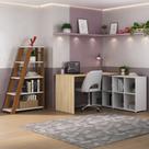 Conjunto Mesa 1400 Nero e Estante Star Cor Branco com Carvalho/Freijó