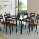 Conjunto Mesa 140x160cm com 6 Cadeiras New Malva Preto/Imbuia Conjunto Mesa 140x160cm com 6 Cadeiras New Malva Preto/Imbuia