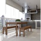Conjunto Mesa 160cm 2 Bancos em Madeira Maciça Ultron