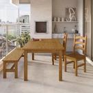 Conjunto Mesa 180cm 2 Cadeiras e 1 Banco Área Gourmet Madeira Maciça Ventimiglia Yescasa