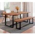 Conjunto Mesa 210cm com Banco e 2 Cadeiras Rústico Industrial Lumber Yescasa