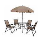 Conjunto Mesa + 4 Cadeiras e Guarda Sol Mor Acapulco 9010, Bege