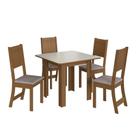 Conjunto Mesa 4 Cadeiras Lisboa - Tampo Usinado Canto Arredondado Linho MDF/MDP - Indekes