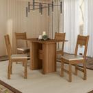 Conjunto Mesa 4 Cadeiras Milano Poliman Bege/Carvalho/Savana