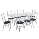 Conjunto Mesa 8 Cadeiras Cromado Moveis Preto