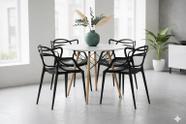 Conjunto mesa 90cm eiffel branca com 4 cadeiras allegra, preta