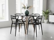 Conjunto mesa 90cm eiffel com 4 cadeiras allegra, preta