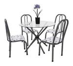 Conjunto Mesa Aço Redonda 4 Cadeiras Vidro 8mm Epoxi Chumbo! Conjunto Mesa Aço Redonda 4 Cadeiras Vidro 8mm Epoxi Chumbo!