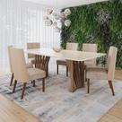 Conjunto Mesa Adriana 200cm com Vidro 06 Cadeiras Anne Conjunto Mesa Adriana 200cm com Vidro 06 Cadeiras Anne