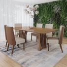 Conjunto Mesa Adriana 200cm com Vidro 06 Cadeiras Anne