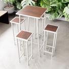 Conjunto Mesa Alta Bar Bistrô 4 Bancos Imbuia Botequim Industrial White Conjunto Mesa Alta Bar Bistrô 4 Bancos Imbuia Botequim Industrial White